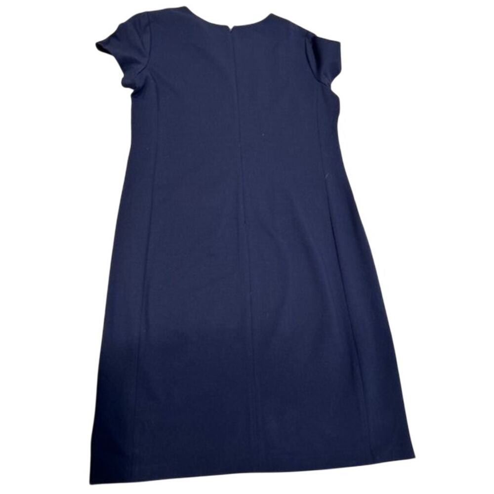 TALBOTS Navy Blue Sheath Shift Short Sleeve Stretch Work Business Casual Size 14 - Picture 9 of 10